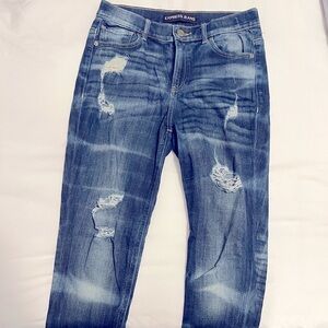 Express high waisted destroyed Jean legging sz 8